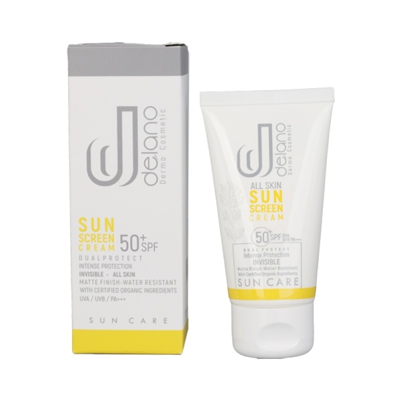 کرم ضد آفتاب SPF50 بی‌رنگ دلانو مناسب انواع پوست